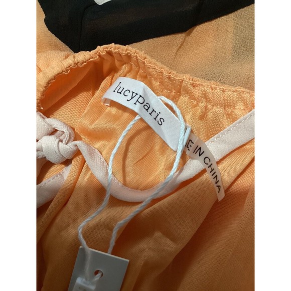 Lucy Paris Spaghetti Strap Orange Chevron Print Maxi Dress M - Picture 7 of 9